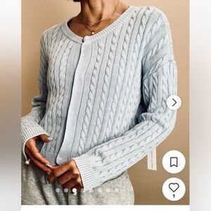 young fabulous & broke YFB cream beige cotton cable-Knit Cardigan